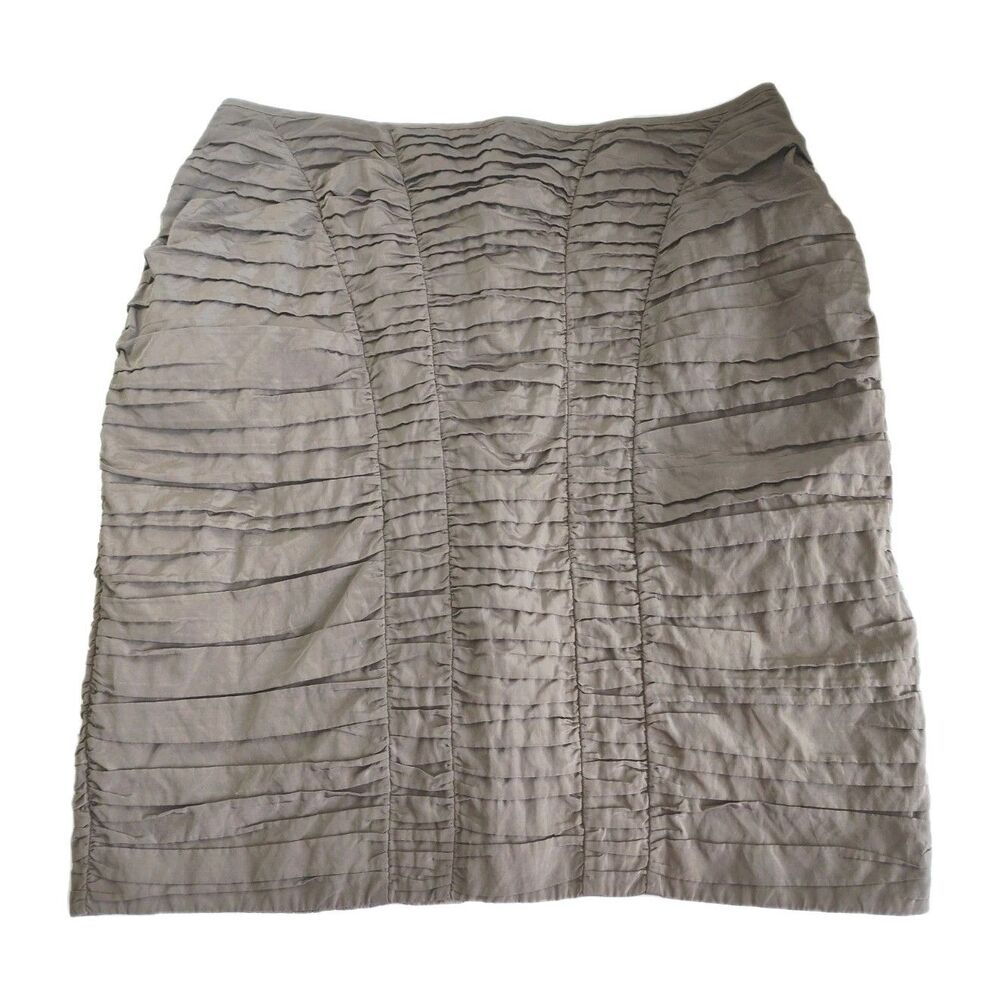 Sz 14 Y2K High End Luxury Brand Ruched Metallic Sheen Evening Wear Lined Skirt